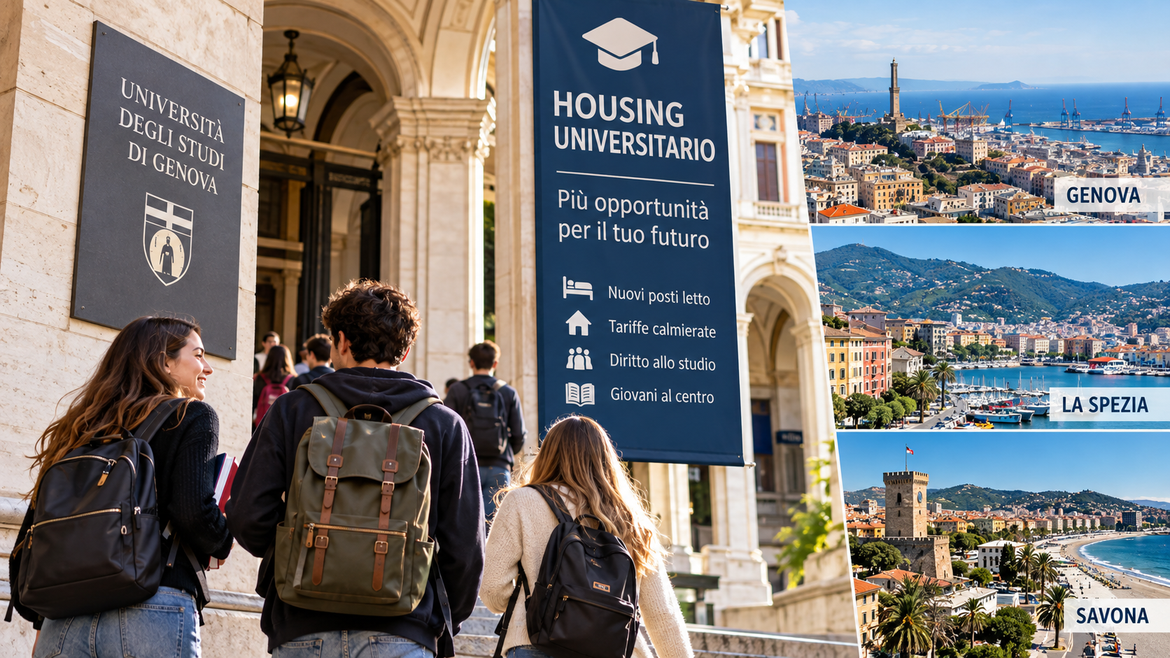 Housing universitario Liguria, nuovi alloggi per studenti a Genova, La Spezia e Savona.